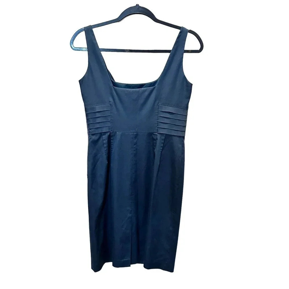 Ann Taylor Women's Blue Sleeveless‎ Square Neck Satin Mini Dress Size 4